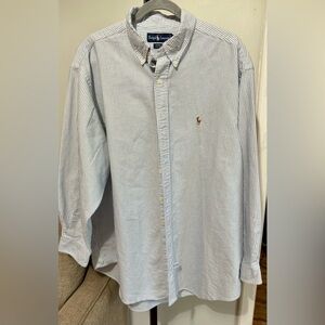 Ralph Lauren Men's Light Blue Striped Button Down Shirt